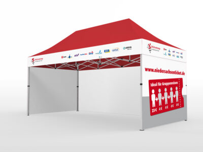 Falt-Pavillon 2x4 mit Firmen-Logo mit Seitenteilen