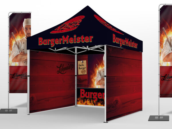 Gastro-Pavillon für Lebensmittelverkauf auf Wochenmarkt und Streetfood-Events