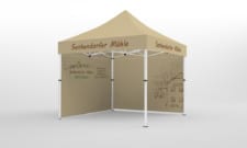 firmen-pavillon mit Werbung