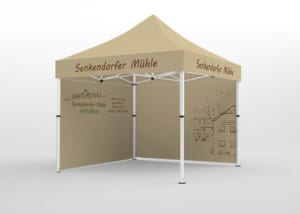 firmen-pavillon mit Werbung