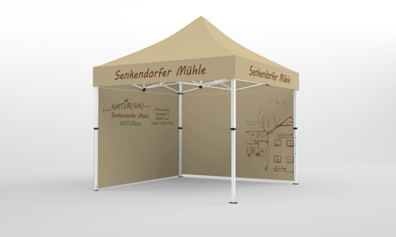 firmen-pavillon mit Werbung