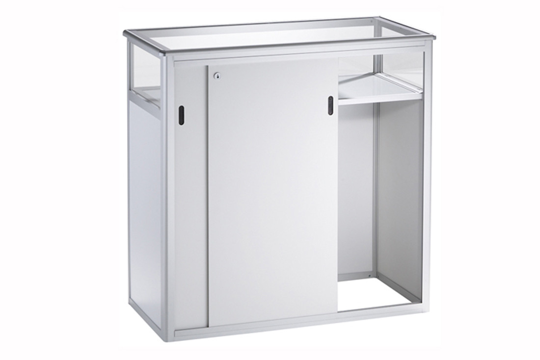 messetheke-abschliessbar-vitrine abschliesbare Messetheke mit Vitrine