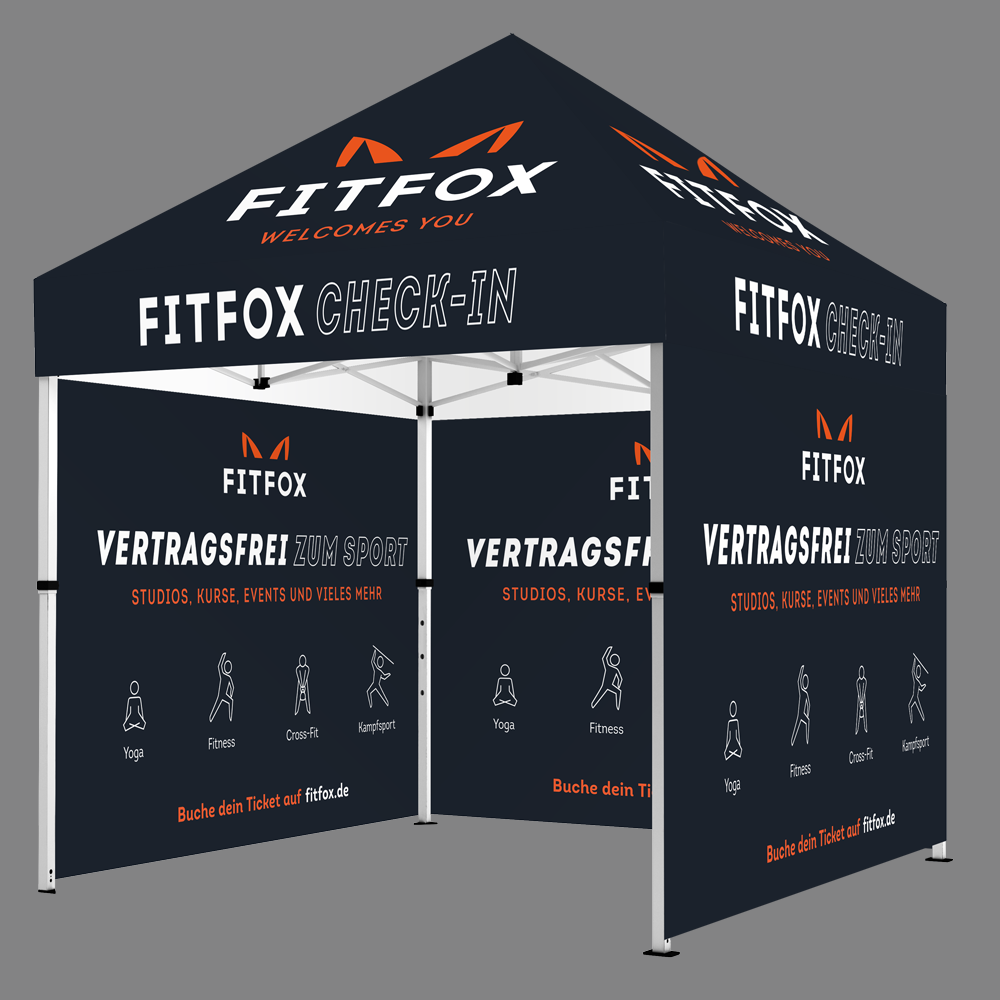 Faltpavillon 3x3 aus Hamburg. Sichere und nachhaltige Zelte mit Werbung.