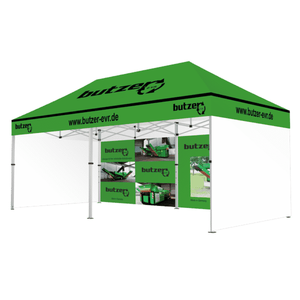 Faltpavillon 4x8 dein Firmenzelt für 30 Personen + gigantischer Werbung