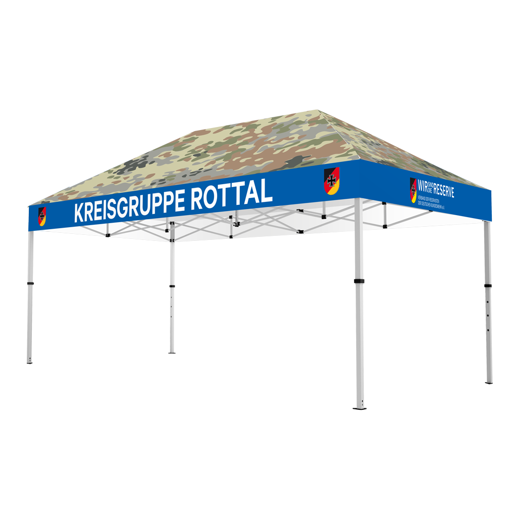 Hallo Faltpavillon 5x5. Tschüss Pagoden-Zelt mit den langen Stangen.