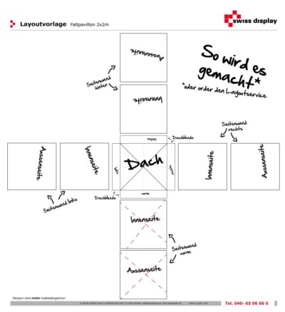 Faltzelt 2x2m Druckvorlage