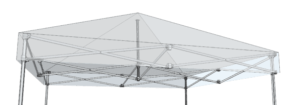 Schematische Darstellung Faltpavillon 8x4 Scherengitter im Faltzelt 4x4