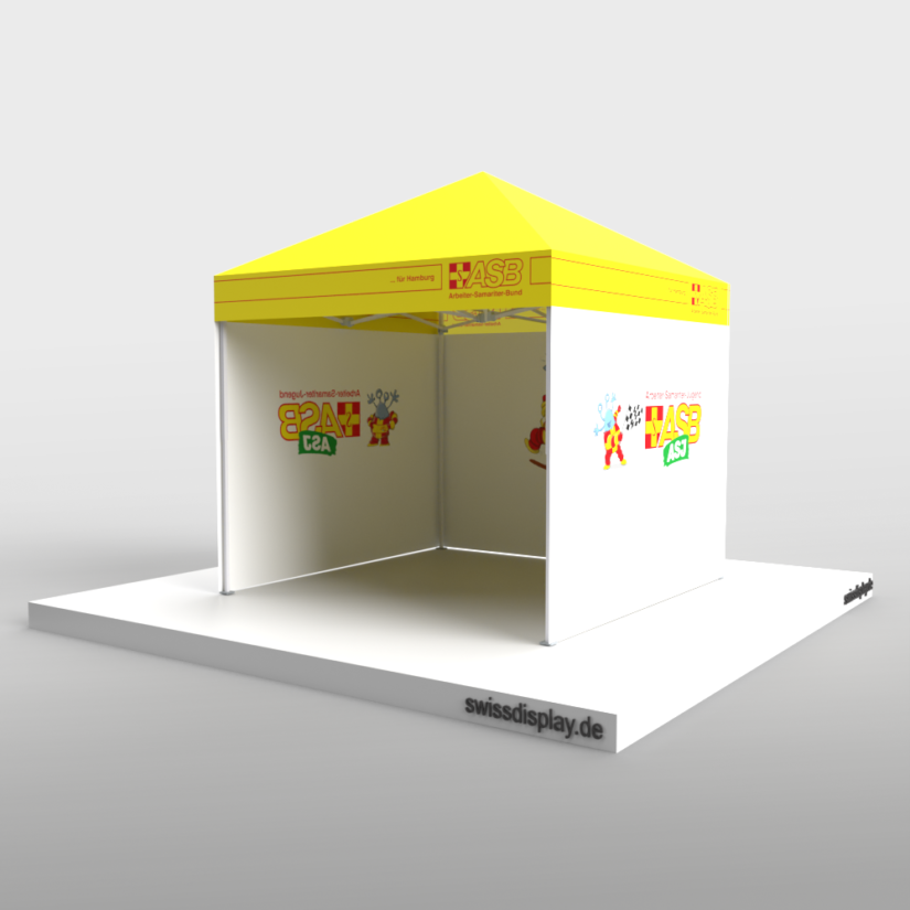 Faltpavillon 3x3 aus Hamburg. Sichere und nachhaltige Zelte mit Werbung.