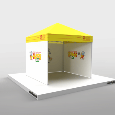 Faltpavillon-3×3-ASB-Seitlich vorne Faltpavillon 3x3 ASB Vorderansicht