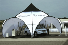 Automotive Pavillon für Fahrzeugpräsentation mit Vollflächendruck, Swiss Display
