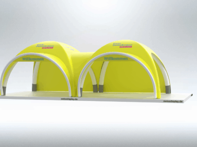 Aufblasbare Pavillons 6x6 verbunden zu 12x6m zegt dieses Beispiel. Mit einem Verbindungsmodul verbunden. Aufblasbare Pavillons 6x6 verbunden zu 12x6m zeigt dieses Beispiel. Mit einem Verbindungsmodul verbunden.