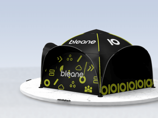 Dome-Pavillon 9x9 Bleane mit Gelb auf schwarzem Hintergrund bedruckte Dienstleistungen, Tunnel in Gelb, mit Eingangsüberdachungen