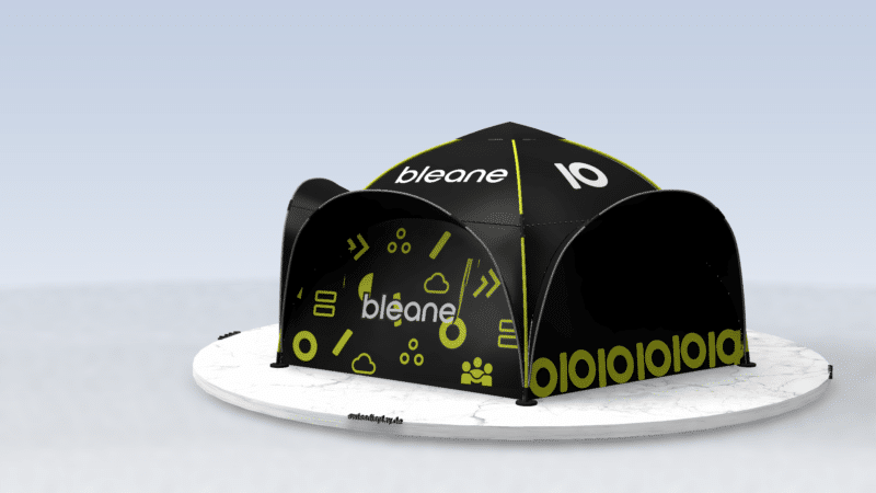 Dome-Pavillon 9x9 Bleane mit Gelb auf schwarzem Hintergrund bedruckte Dienstleistungen, Tunnel in Gelb, mit Eingangsüberdachungen