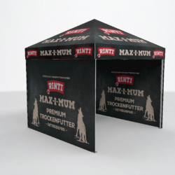 Faltpavillon 3x3 RINTI Branding SwissDisplay Faltpavillon 3x3 mit vollflächigen Drucken innen und aussen für RINTI MAX-I-MIUM