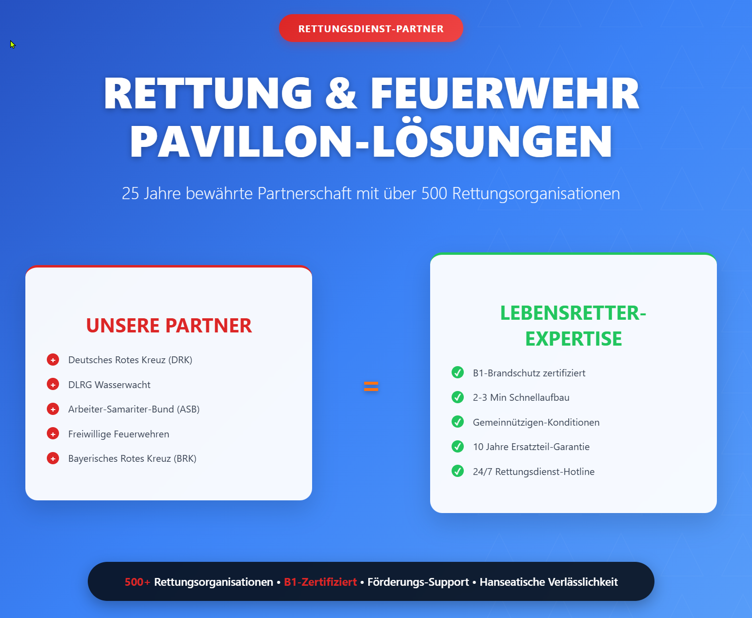 Pavillons rettung-Feuerwehr