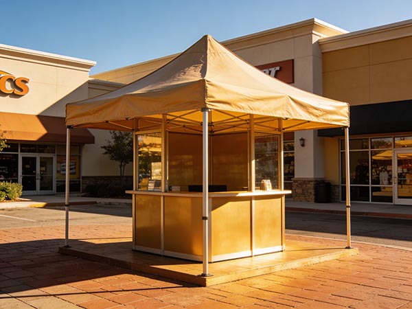 Faltpavillon Dauerstandort UV-Belastung – aufgestellter Pavillon als fester Außenstandort in Sonnenlage